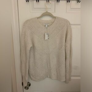 Neutral Chunky Knit Sparkly Sweater